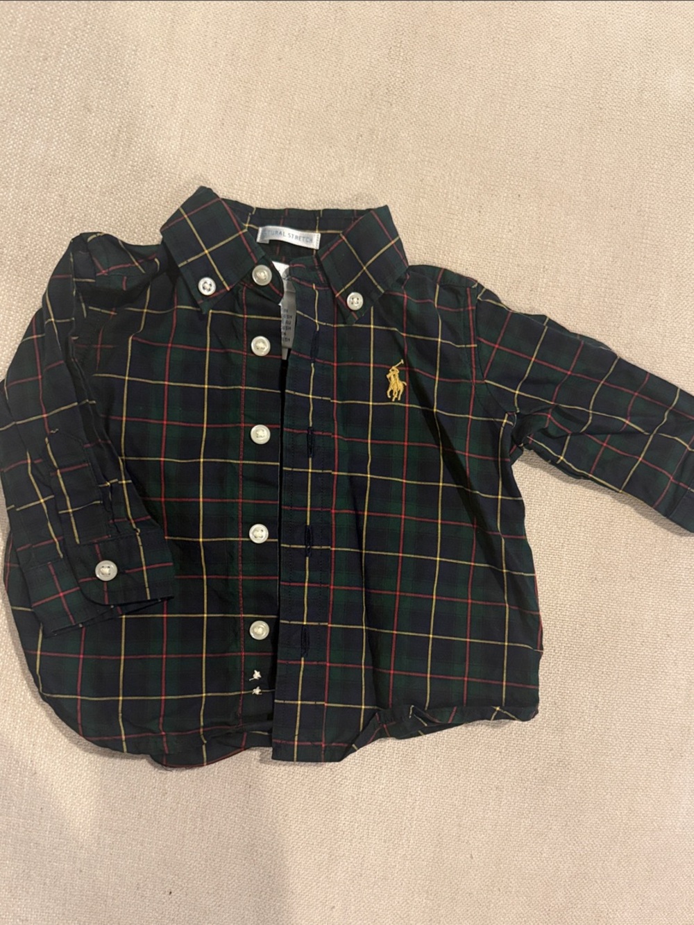 Ralph Lauren Navy & Green Plaid Button-Down Shirt with Gold Pony